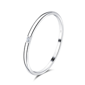 Plain Shaped Little Crystal Silver Ring NSR-4084